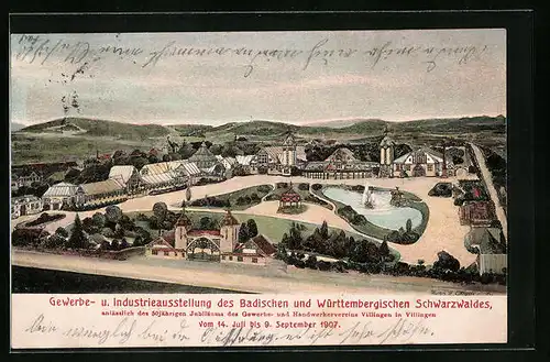 Künstler-AK Villingen, Gewerbe- und Industrieausstellung des Badischen und Württembergischen Schwarzwaldes
