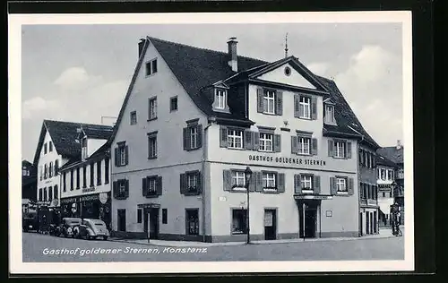 AK Konstanz, Ansicht des Gasthofes goldener Stern mit Strassenpartie