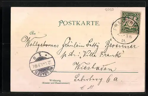 Lithographie Freising, Totalansicht mit Weihenstephan