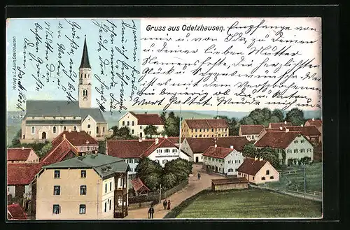AK Odelzhausen, Ortsansicht mit Kirche