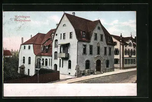 Relief-AK Waiblingen, Vereinshaus mit Strassenpartie