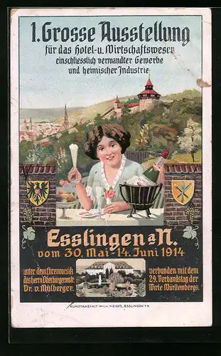 Künstler-AK Esslingen a. N., 1. Grosse Ausstellung für das Hotel- und Wirtschaftswesen 1914