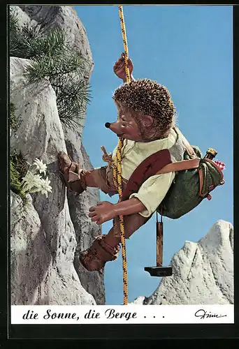 AK Mecki beim Bergsteigen