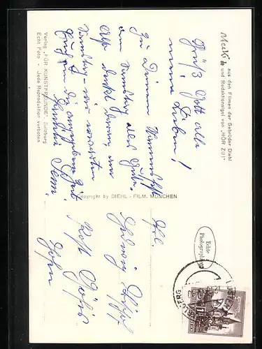 AK Mucki mit Blumenstrauss