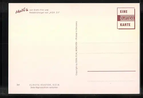 AK Mecki liest Zeitung, Frau sieht fern