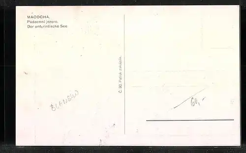 Künstler-AK Macocha Höhle, Der unterirdische See