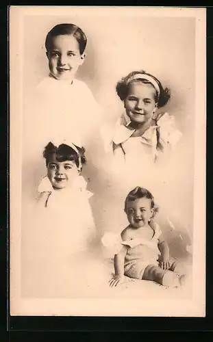 AK Portraits der Prinzen Henri und Francois, Prinzessinnen Isabelle und Hélène-Astrid von Frankreich