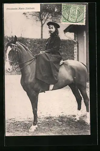 AK Prinzessin Maria Adelheid von Luxemburg zu Pferde