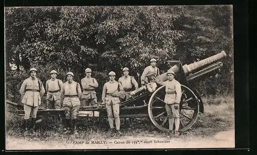 AK Camp de Mailly, Canon de 155 m/m court Schneider