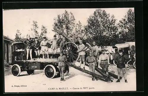 AK Camp de Mailly, Canon de 75 mm porte