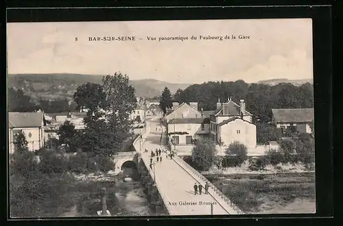 AK Bar-Sur-Seine, Vue panoramique du Faubourg de la Gare