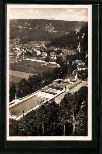 AK Blaubeuren, Freischwimmbad, Fliegeraufnahme