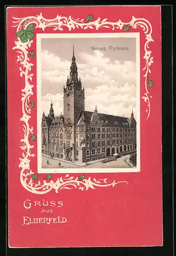 Lithographie Elberfeld, Neues Rathaus