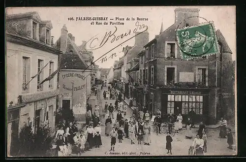 AK Falaise-Guibray, Place de la Bourse et Rue du Pavillon