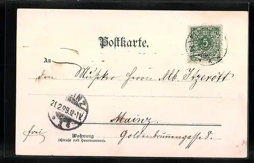 Lithographie Kleeblätter mit Blüten