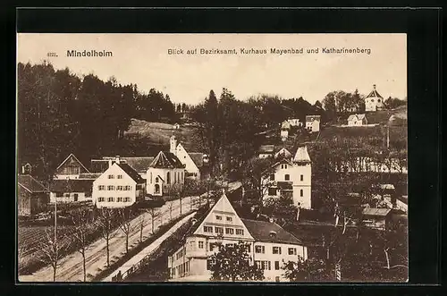 AK Mindelheim, Blick auf Bezirksamt, Kuhaus Mayenbad und Katharinenberg