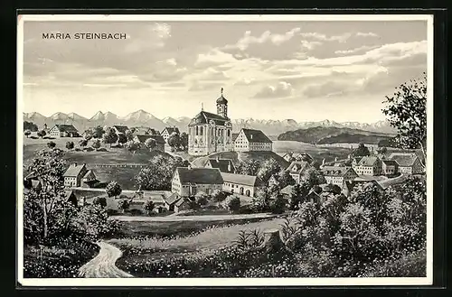 AK Maria Steinbach, Ortsansicht mit Berggipfeln
