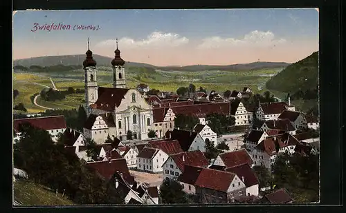 AK Zwiefalten /Württ., Teilansicht aus der Vogelschau