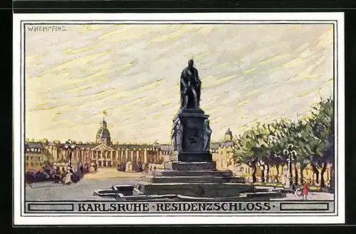 Künstler-AK sign. W. Hempfing: Karlsruhe, Residenzschloss