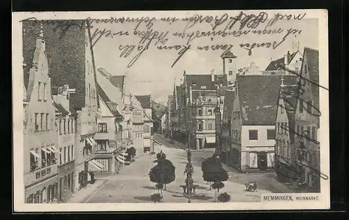 AK Memmingen, Weinmarkt aus der Vogelschau