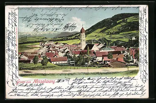AK Nesselwang, Ortsansicht aus der Vogelschau