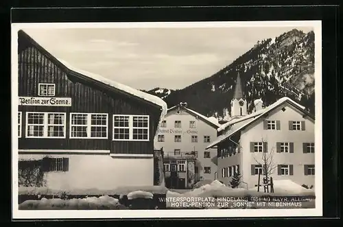 AK Hindelang /Allg., Hotel-Pension Zur Sonne im Winter