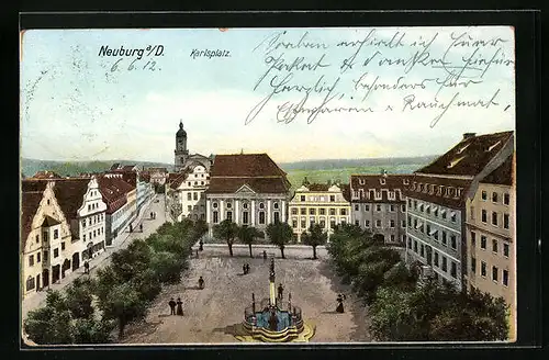 AK Neuburg a. D., Karlsplatz aus der Vogelschau