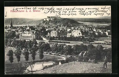 AK Heidenheim a. d. Brenz, Ortspartie aus der Vogelschau