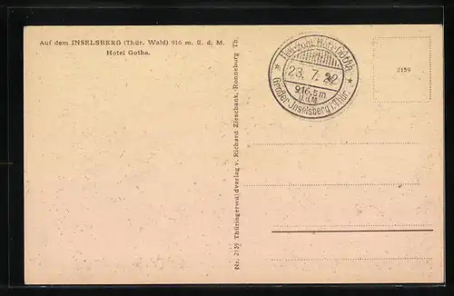 AK Inselsberg, Hotel Gotha mit Strassenpartie