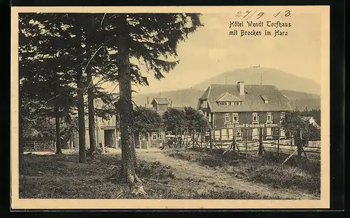 AK Torfhaus /Harz, Hôtel Wendt mit Brocken