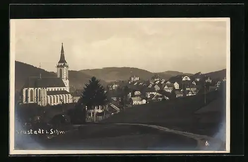 AK Neustadt i. Schw., Ortsansicht mit Kirche