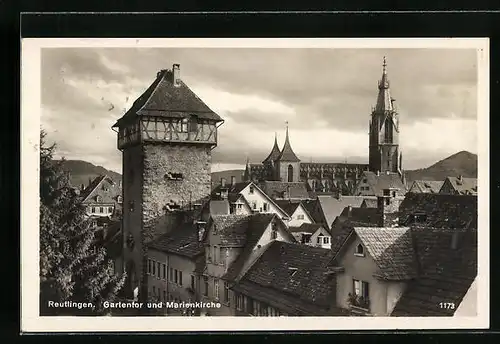 AK Reutlingen, Gartentor und Marienkirche