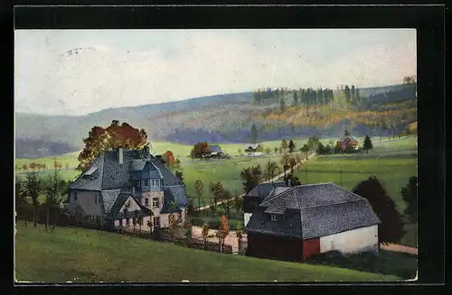 AK Rehefeld, Heim Jägerhof mit Wiesen und Hügeln