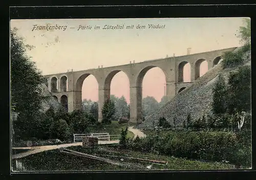 AK Frankenberg, Partie im Lützeltal mit Viadukt
