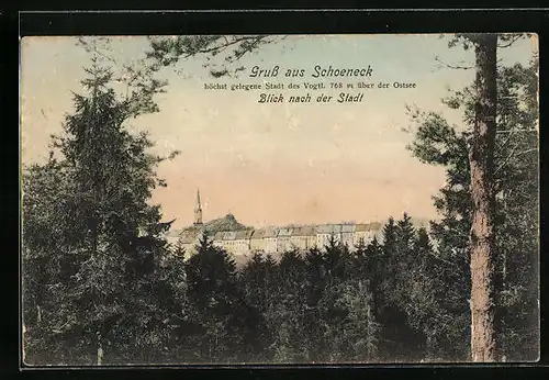 AK Schoeneck, Totalansicht mit Kirchturm