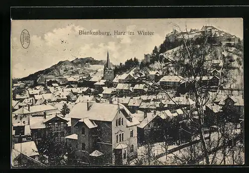 AK Blankenburg, Totalansicht, Harz im Winter