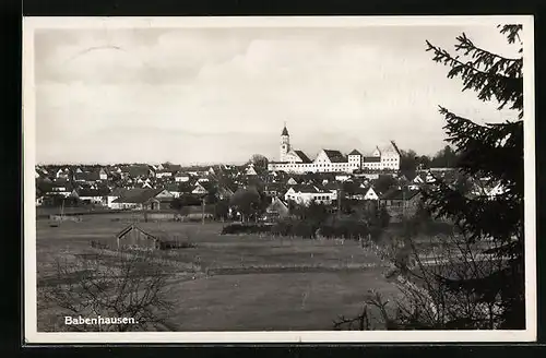 AK Babenhausen, Ortsansicht vom Felde aus