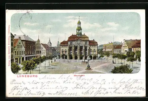 AK Lüneburg, Der Marktplatz mit Brunnen