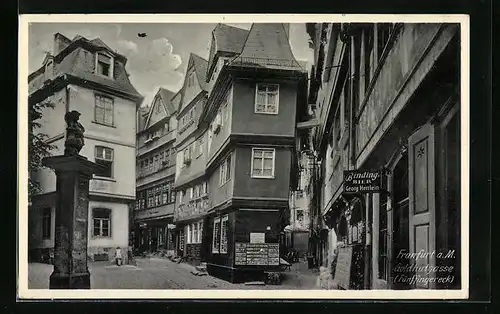 AK Alt-Frankfurt, Blick in die Goldhutgasse (Fünffingereck)