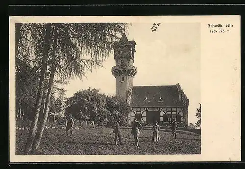 AK Teck /Schwäb. Alb, Ortspartie mit Passanten