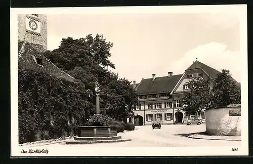 AK Obergünzburg /Allgäu, Strassenpartie am Marktplatz