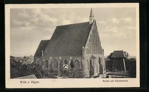 AK Wiek /Rügen, Kirche mit Glockenturm