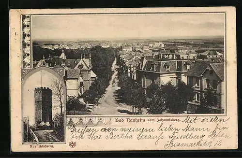 AK Bad Nauheim, Ortsansicht vom Johannisberg, Aussichtsturm