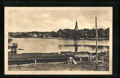 AK Malchow, Klosterkirche vom Schiffsanleger aus