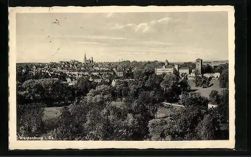 AK Waldenburg /Sa., Ortsansicht aus der Vogelschau