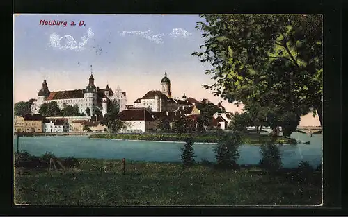 AK Neuburg a. D., Teilansicht am Wasser