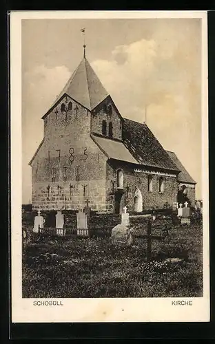 AK Schobüll, Kirche mit Friedhof