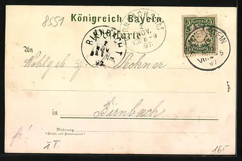 Lithographie Gössweinstein, Ortsansicht mit Burg und Kirche