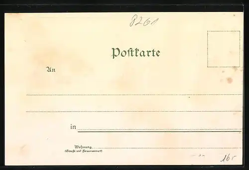 Lithographie Neuötting, Ortsansicht mit Stadtplatz und Kirche