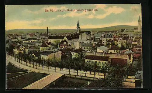 AK St. Pölten, Ortsansicht vom Kaiserwald gesehen